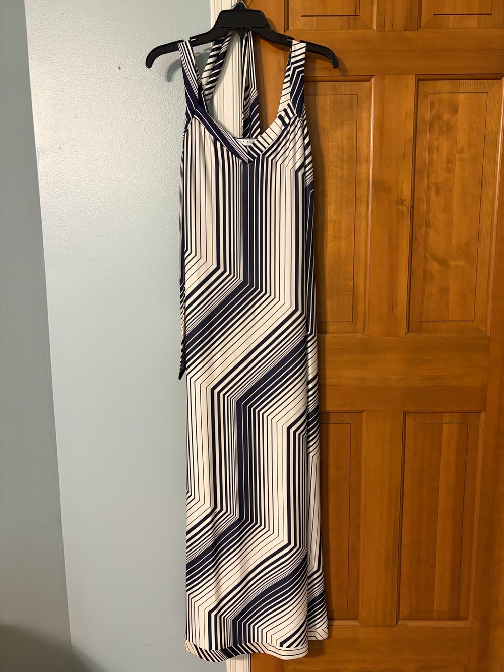 Trina Turk Navy and White Striped Maxi Dress